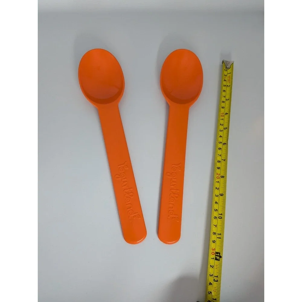 Set of 2 Giant 12 Yogurtland Melamine Orange Spoons Plastic